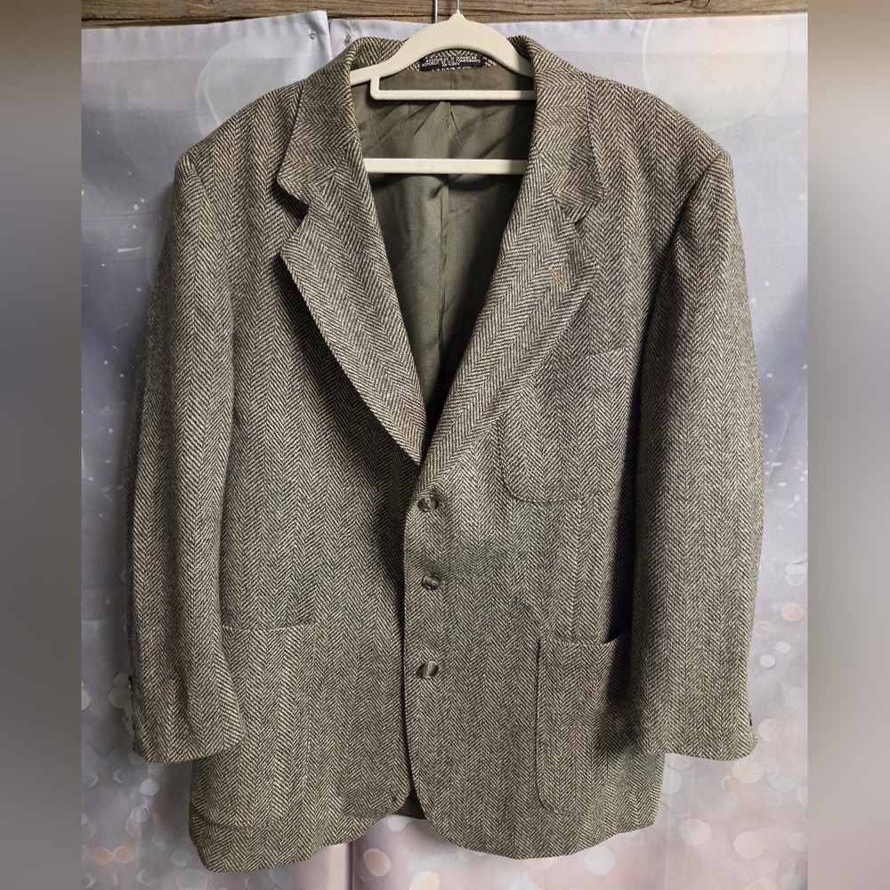 Men's Gray Herringbone Blazer